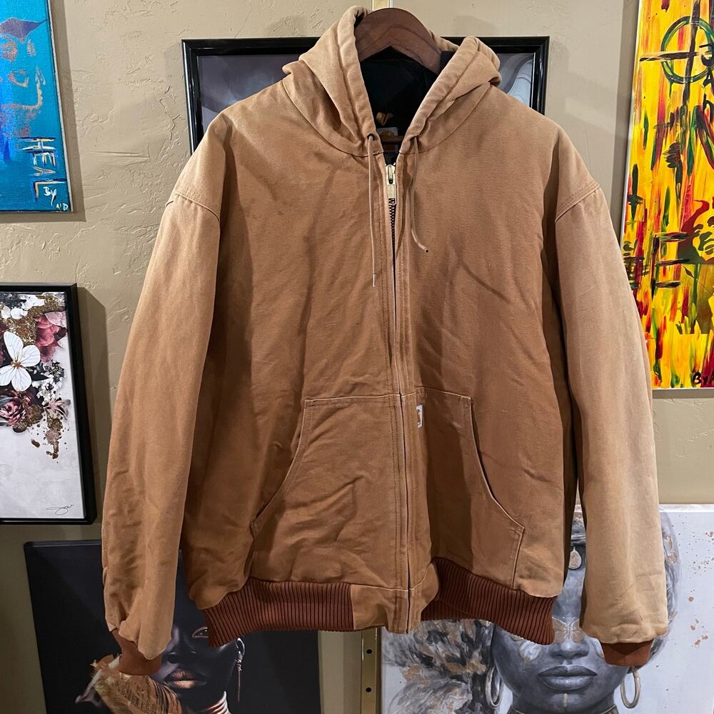 Carhartt J140 Duck Active Vintage Tan Streetwear Workwear Jacket Size XL